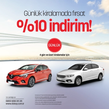 Günlük Araç Kiralama Fırsatı: Ekstra %10 İndirim